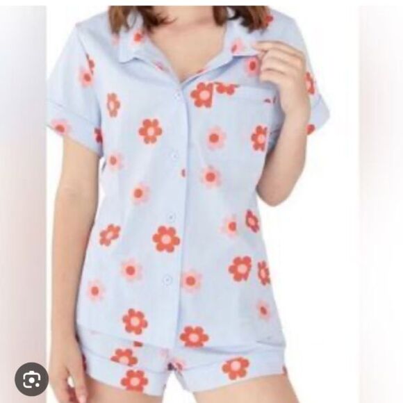 BAN.DO LEISURE CLUB CASUAL FIN FLORAL PJ SHORT SET SIZE MEDIUM - Picture 1 of 6